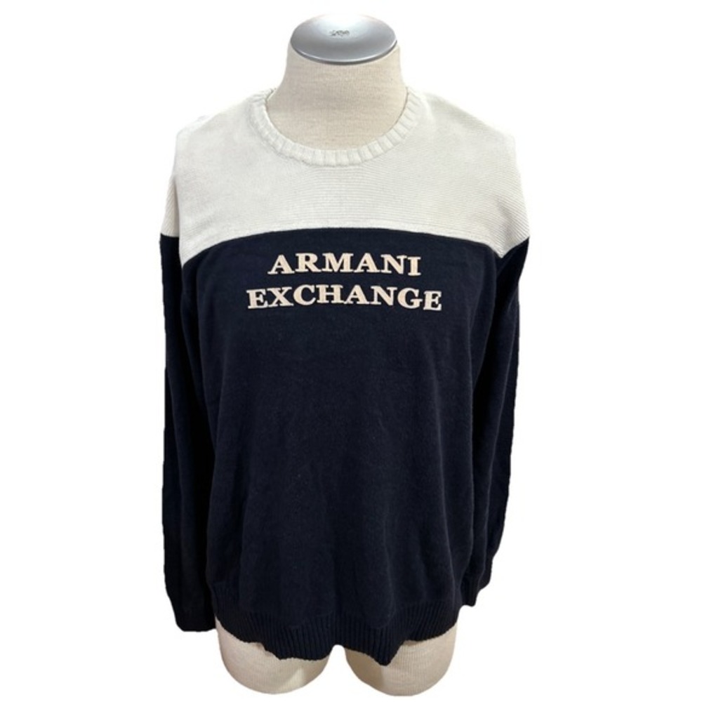 Armani Exchange‎ AX Sweater Mens XL Navy White